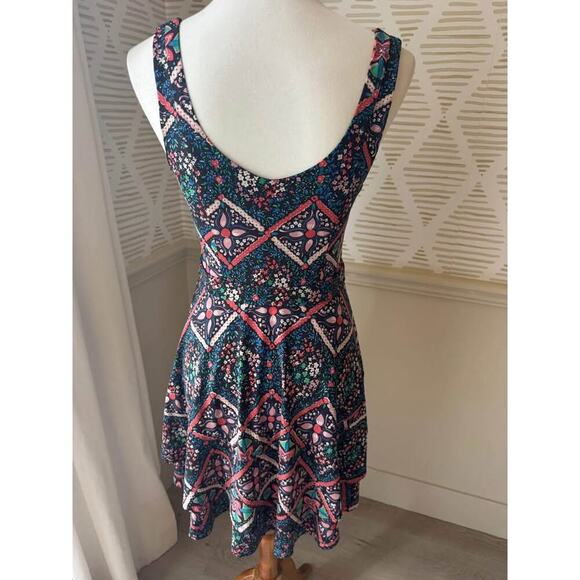 Free People Women's Medium Black Pink Green Fit Flare Mini Dress - Picture 5 of 6